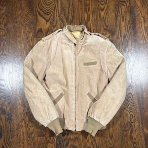 VTG 70s Tan Suede Earth Tone Kirk’s Suede-Life Quilted Lined Bomber Jacket USA